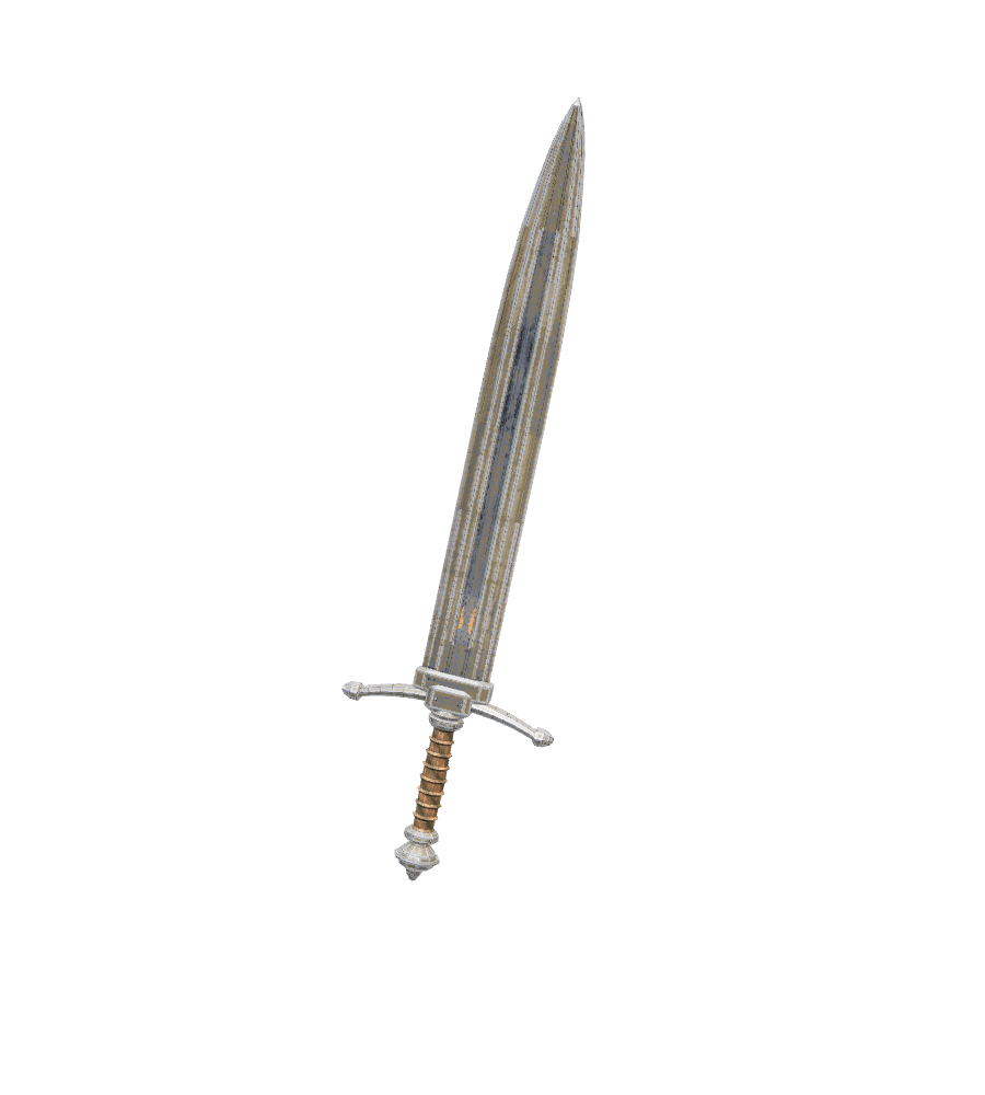 The Iron Short Sword, a weathered steel blade with a wrapped dark hilt